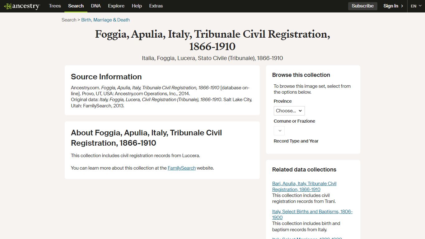 Foggia, Apulia, Italy, Tribunale Civil ... - Ancestry
